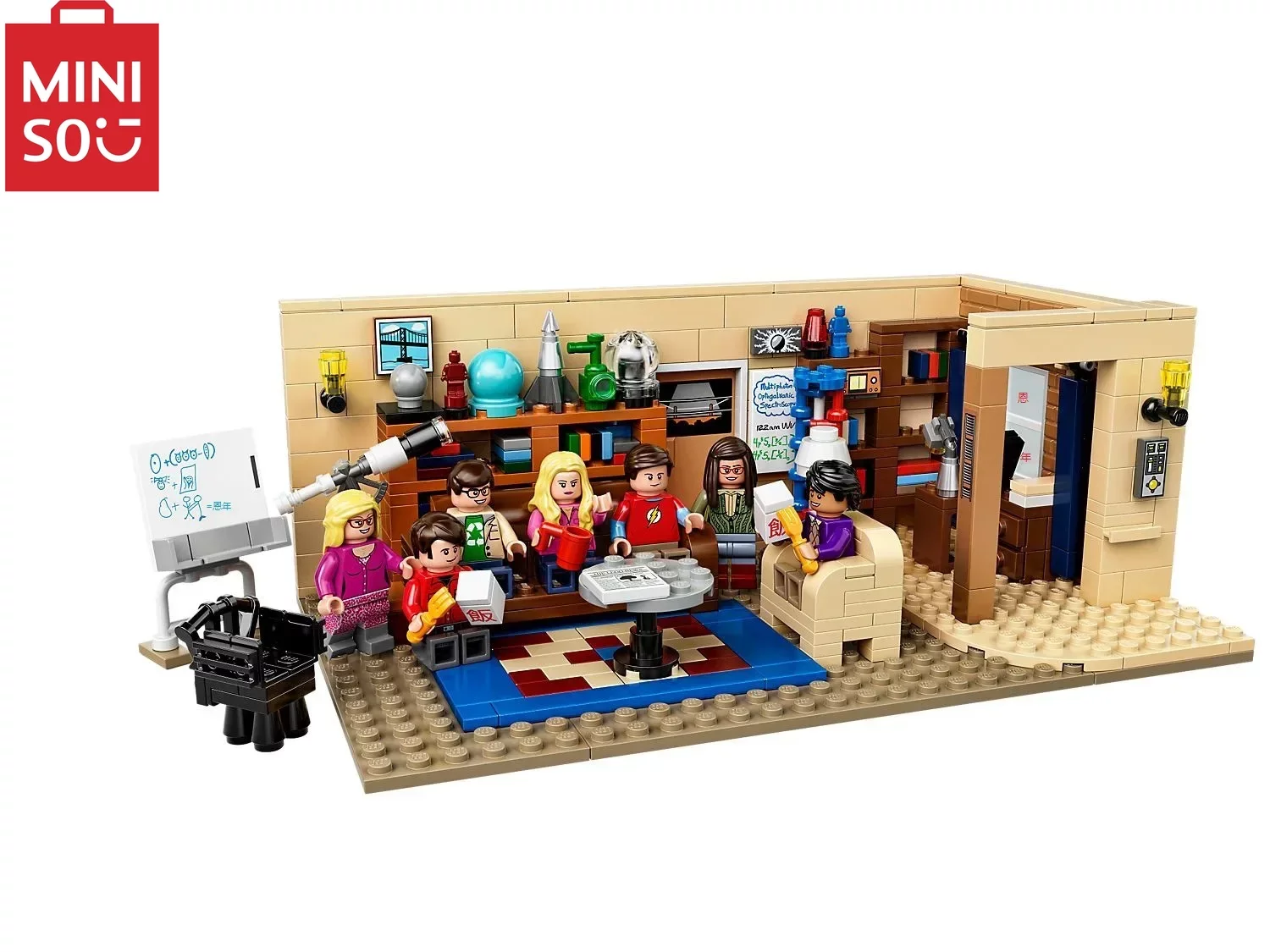 Miniso Friends Apartment The Big Bang Theory และ Central Perk 1228ชิ้นไอเดียการสร้างแบบจำลองของเล่น DIY 21319 21302