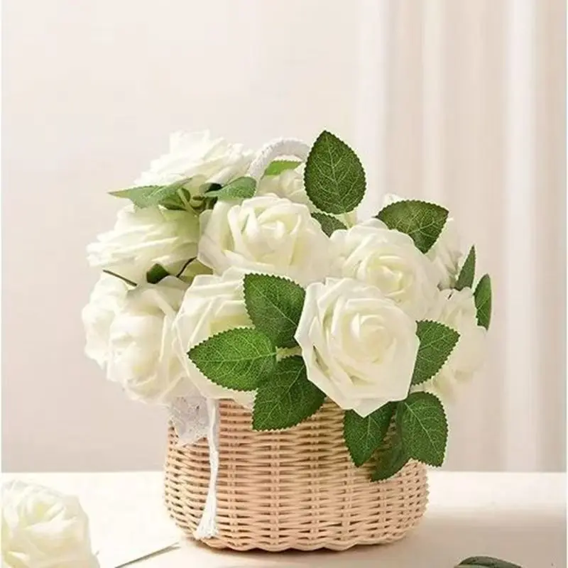 25pcs 인공 꽃, 가짜 꽃 장미 DIY 웨딩 부케 센터 피스 배열 파티 홈 장식