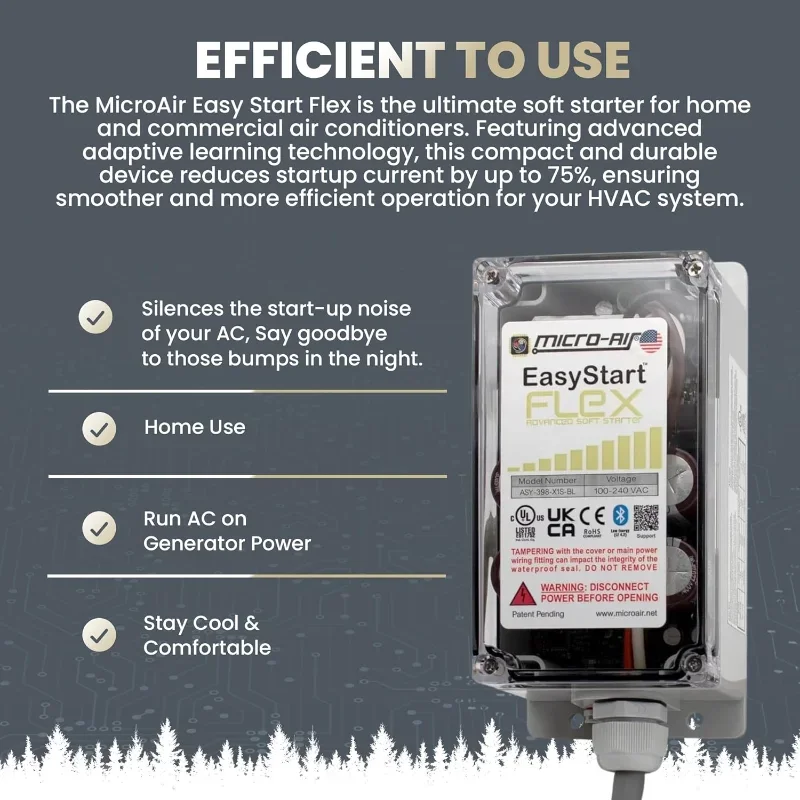 HOME.EasyStart FLEX 398 - Bluetooth Soft Start Kit for Home Air Conditioner, RV & Commercial Use, Works with Generators