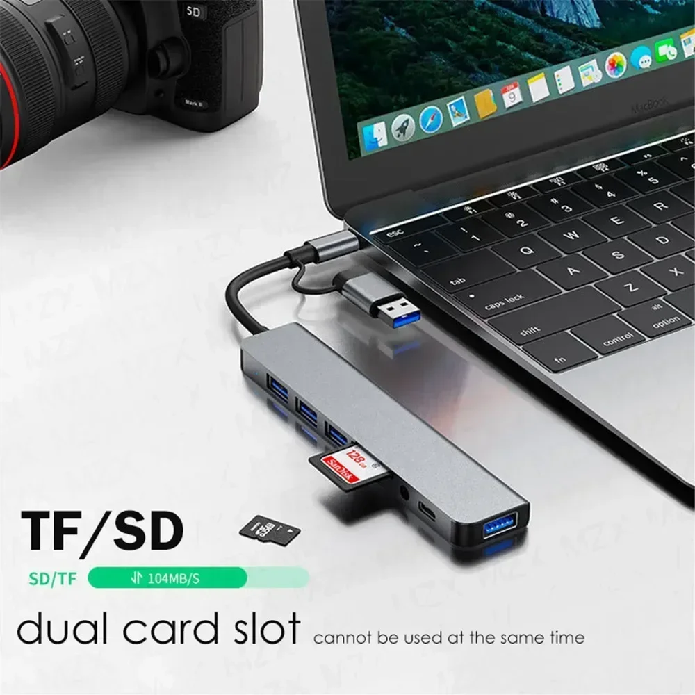 8 In 1 USB C Hub Expander Multiport Adapter Typ C Splitter Dock USB 3 Port Für Xiaomi Telefon tablet Schnelle Datenübertragung Aufladen