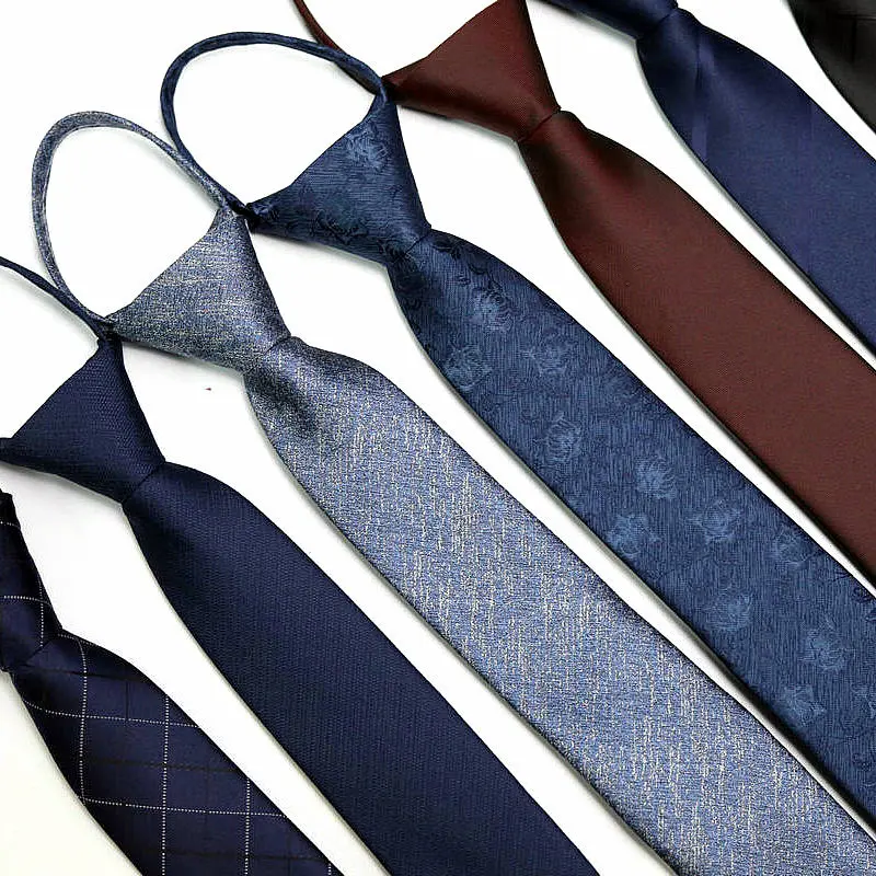 48*6 CM 30 estilos cremallera corbata para hombre corbata delgada moda negocios Casual perezoso pre-atado rayas Color sólido patrón de flores