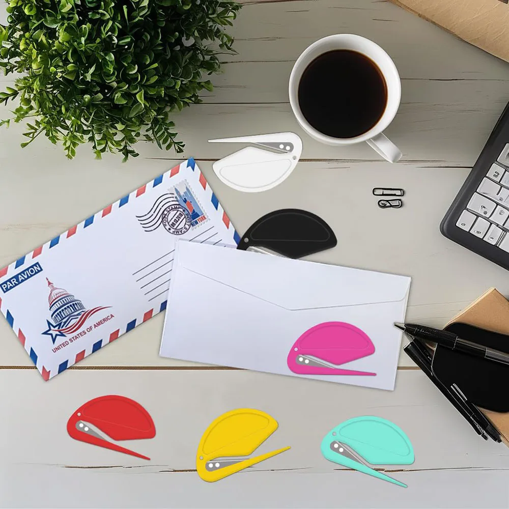 5pcs Colorful Letter Opener Envelope Slitter Sharp and Efficient Open Envelopes Cutting and  Device for Office Neatly Opened