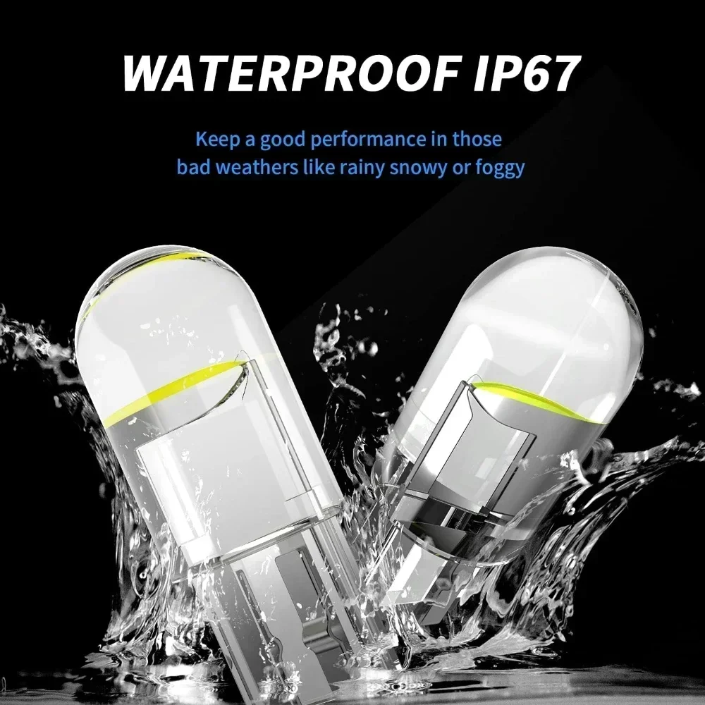 10 pçs carro led t10 w5w canbus vidro cob leitura cúpula lâmpada marcador cunha placa de licença lâmpada 168 194 192 dc 12v branco