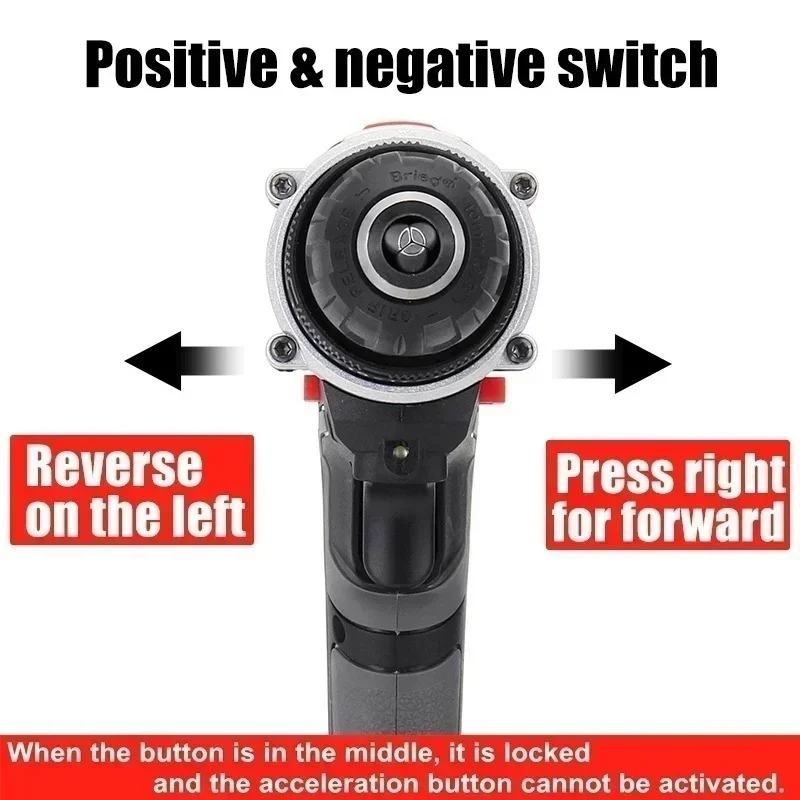 25+3 Torque Electric Drill Cordless Electric Screwdriver Rechargeable Portable Lithium-Ion Power Tool Battery 2Speed DIY Driver