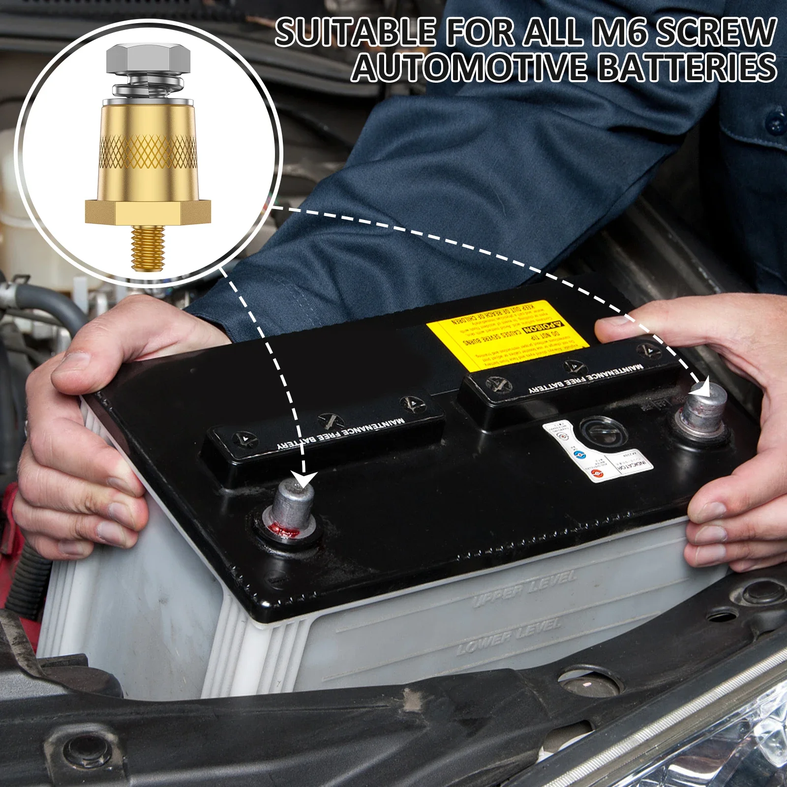 1 Paar Batteriepol-Adapter aus Messing, Batterieklemmen-Anschluss, M6-Gewinde, positiv, negativ, Batterie-Pfosten-Anschluss, Terminal-Adapter