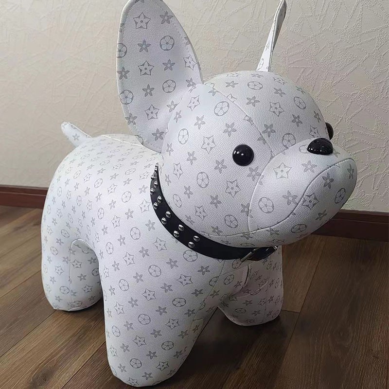 OMGD taburete de perro de lucha de ley con dibujos animados, taburete para zapatos de animales para niños, taburete rojo de red para sala de estar, taburete ligero de lujo para puerta de casa