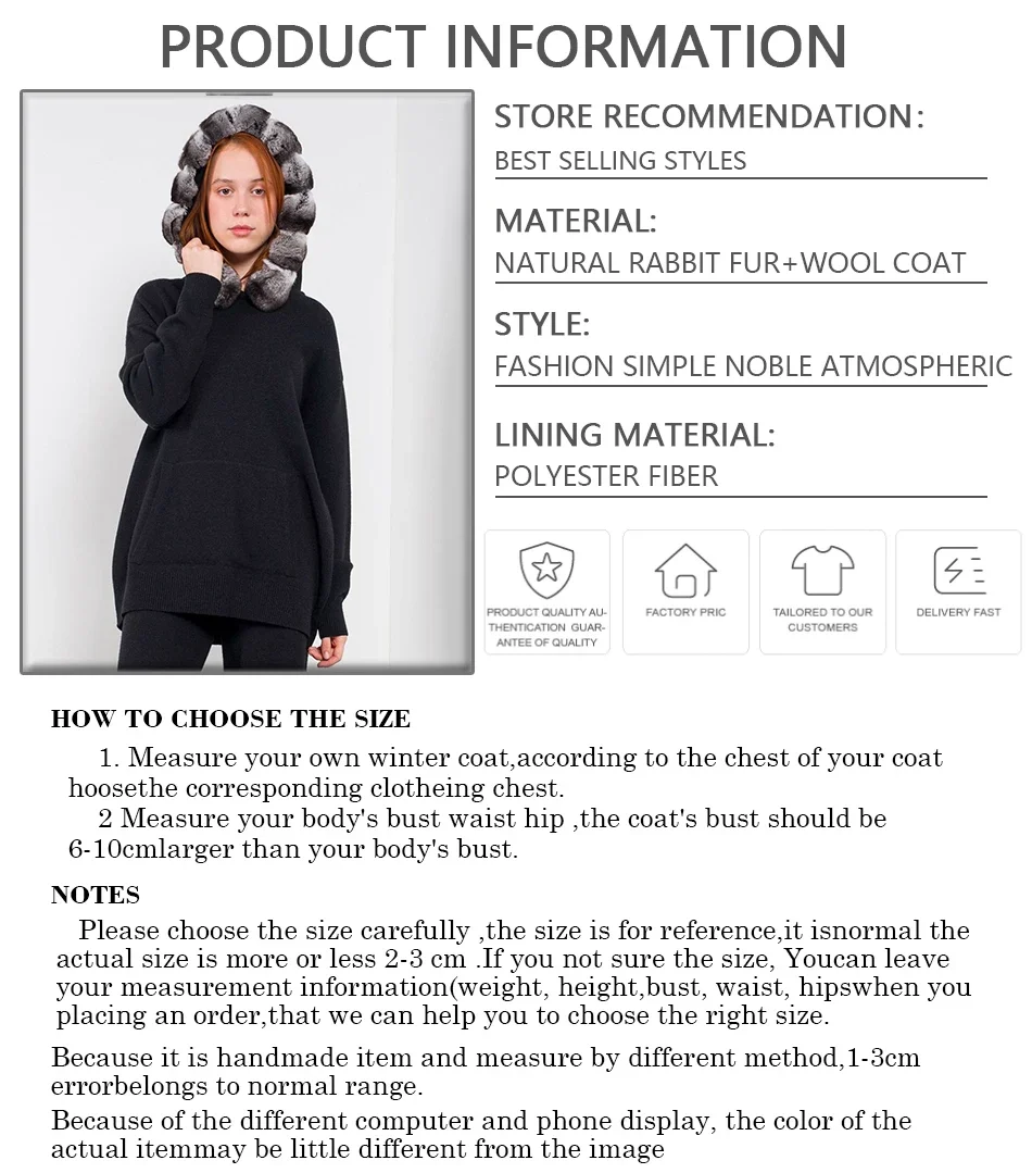 Suéter de punto de piel Real para mujer, jersey de moda de otoño e invierno, cuello de piel de conejo Rex Natural, Sudadera con capucha informal cálida