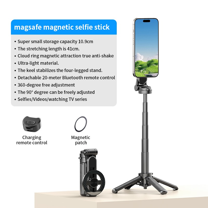 Magnetic Phone Holder 360° Rotation Pocket Selfie Stick With Bluetooth Remote Adjustable Desktop Stand for Live Streaming