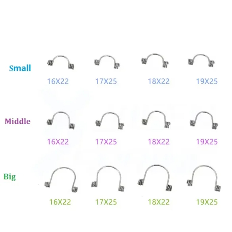 10 unidades/pacote molas de torque dental ortodôntico dentes anteriores molas de torque retangular grande/pequeno/médio mola de aço inoxidável