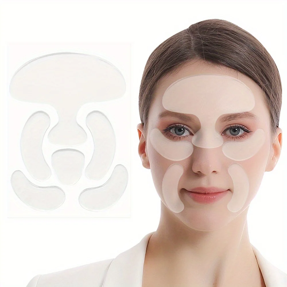 Parches antiarrugas de silicona para la cara, parches antiarrugas para la frente, parches reutilizables debajo de los ojos y la línea de sonrisa, reducción de arrugas para mujeres