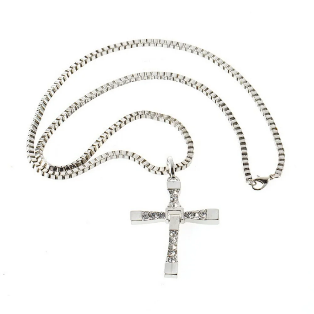คลาสสิก Rhinestone Sliver สีจี้คริสตัล Jesus Cross สร้อยคอกิจกรรมชายของขวัญเครื่องประดับขายส่ง Dropshipping