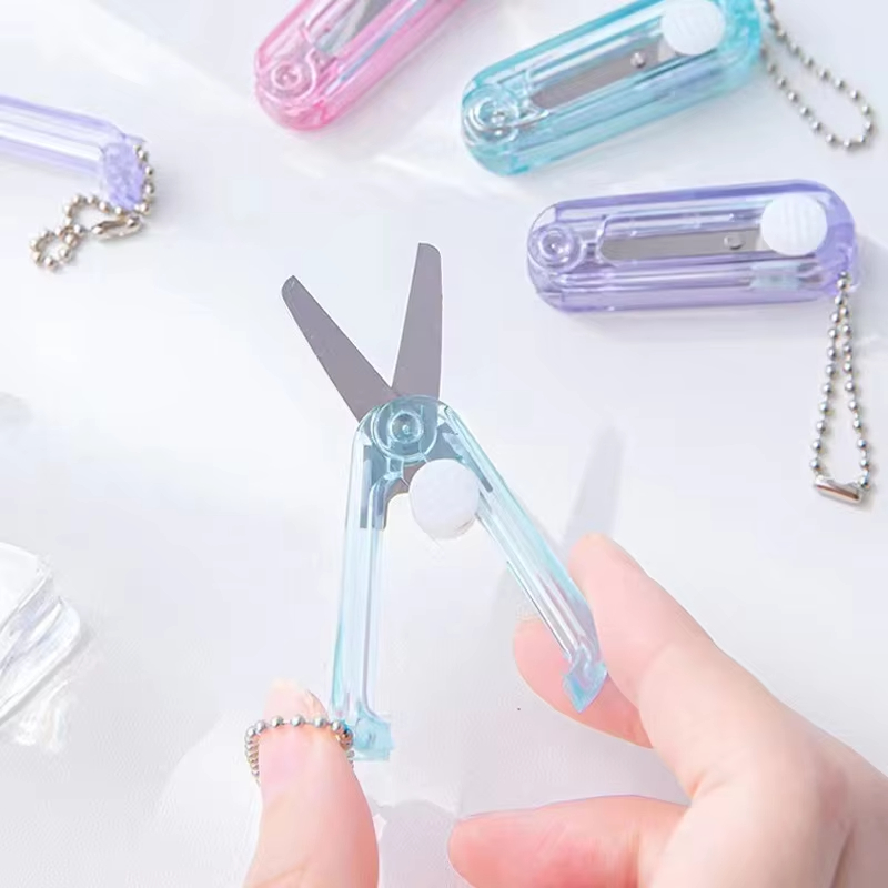 Mini ciseaux transparents, ciseaux portables pliants rétractables, ciseaux en papier faits à la main pour étudiants