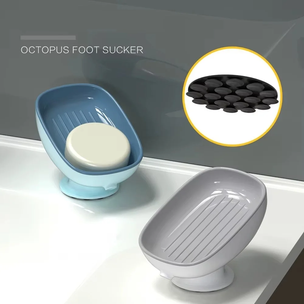 Super Saugnapf Seifenhalter mit Ablauf Wasser für Badezimmer Seifenkiste Gericht Küchenschwamm Halter Seifenbehälter Badezimmerzubehör