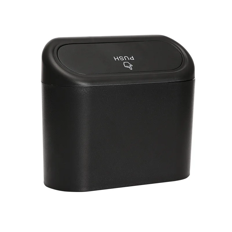 Cubo de basura para coche, caja de almacenamiento para polvo de basura colgante para vehículo, cubo de basura cuadrado de presión de plástico, suministros para coche