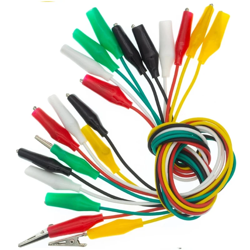 10 Uds pinzas de cocodrilo cables de prueba eléctricos DIY pinzas de cocodrilo de doble punta Clip de cucaracha cable de puente de prueba