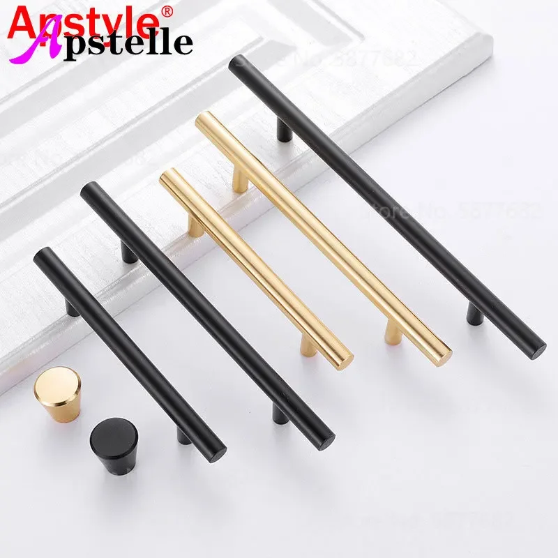 Đen Vàng Tủ Tay Cầm Inox Sáng Bóng Cánh Cửa Tủ Nhà Bếp Núm Đồ Gỗ Ngăn Kéo Kéo Phần Cứng Kéo Thanh Tay Cầm