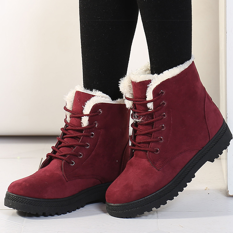 女性のブーツ暖かい毛皮のアンクルブーツ女性の冬のブーツ黒ヒール雪 Bota Ş mujer エレガントな女性のヒールの靴冬の靴