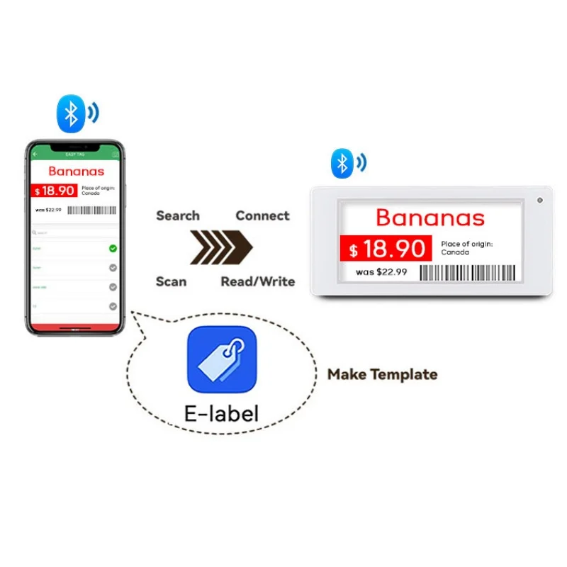 2025 Top Sale Standalone Mobile update ESL Epaper Eink Electronic Shelf Label for Grocery