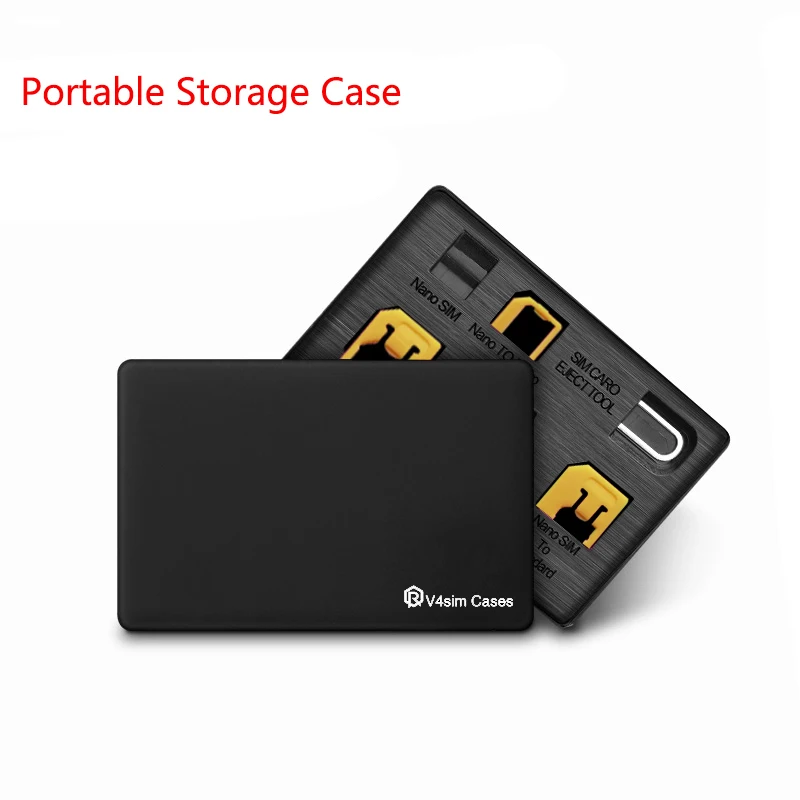 SIMカードアダプターセットと電話ピン付きナノケース,薄いクレジットカードサイズ,財布,収納ケース