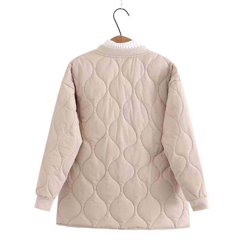 Herbst Winter Baumwoll mantel Stepp jacke Damen bekleidung Trends Knöpfe Langarm Jacken warme lose leichte dünne Oberbekleidung