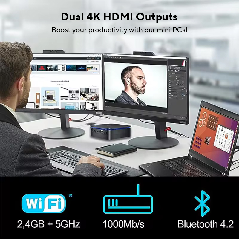 Blackview MP60 NEU 	 Mini-PC Ordenador Windows 11 16 GB DDR4 512 GB/1 TB SSD Ordenador Intel N95 4K HD Doble HDMI Dual-Band 2,4 G