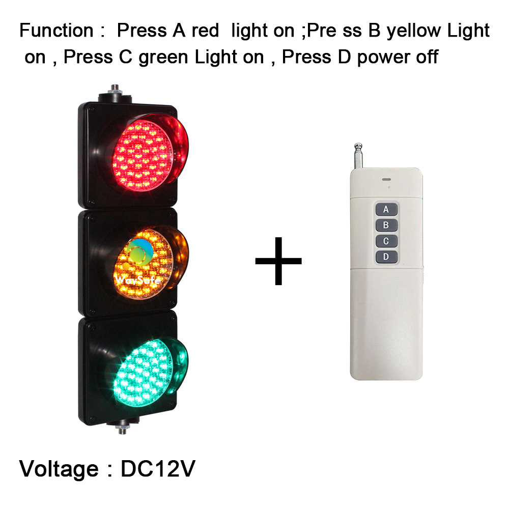 Customized Design 100mm Colored Lens PC Housing Mini red yellow green traffic signal light with remote control