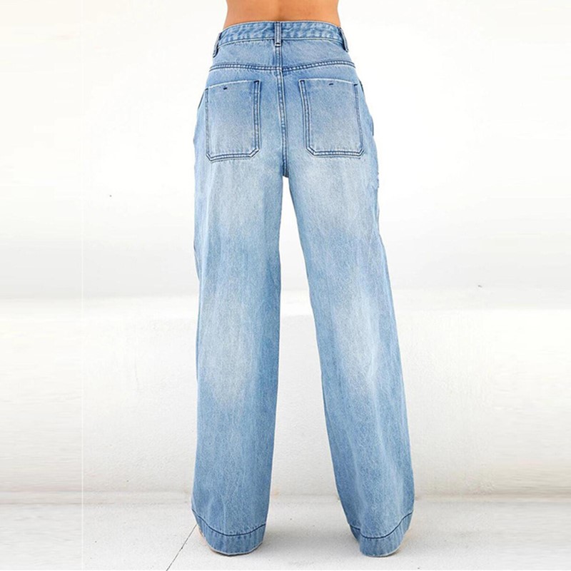 Calça jeans larga, cintura alta, feminina, jeans solto reto, confortável calça de rua, casual, quatro estações, feminina, 2023