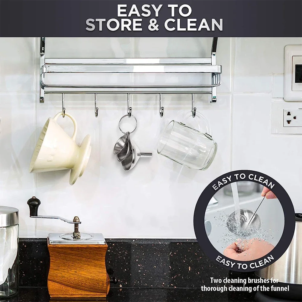 3/5 szt Zestaw lejków kuchennych ze stali nierdzewnej Metalowe lejki spożywcze do napełniania butelek Małe lejki do olejków eterycznych Przyprawy