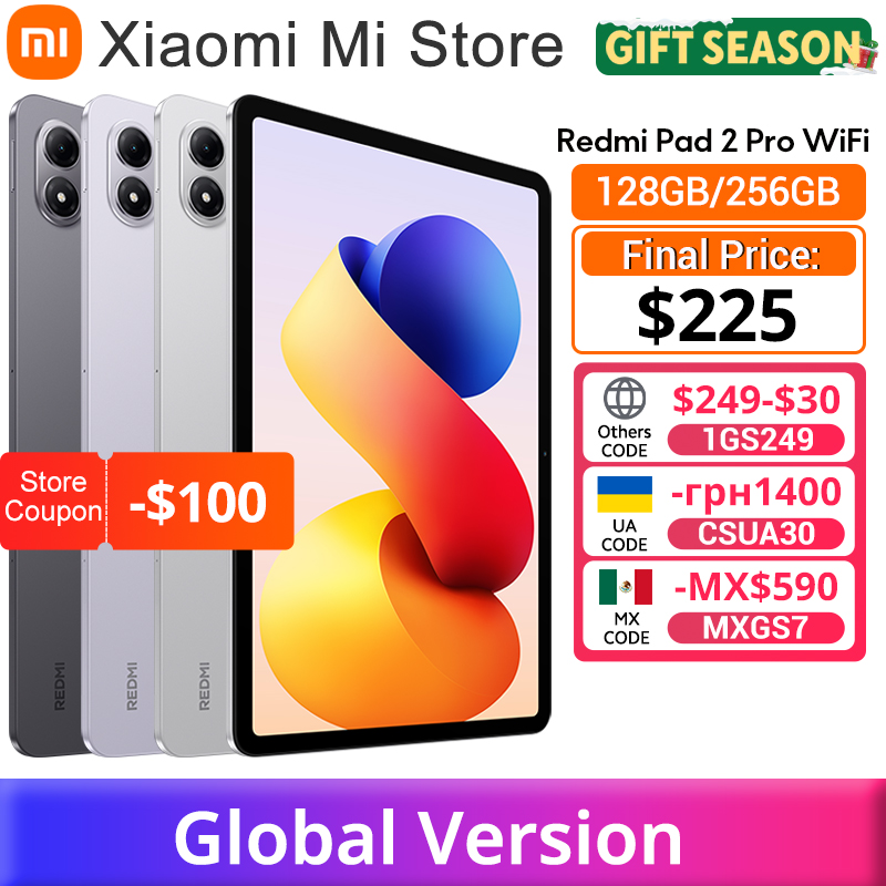 【Брендовый +】 Xiaomi Redmi Pad 2 Pro 12,1 дюйма, 2,5 карата, кристально чистый дисплей Snapdragon 7s Gen 4, 12000 мАч, 33 Вт, быстрая зарядка