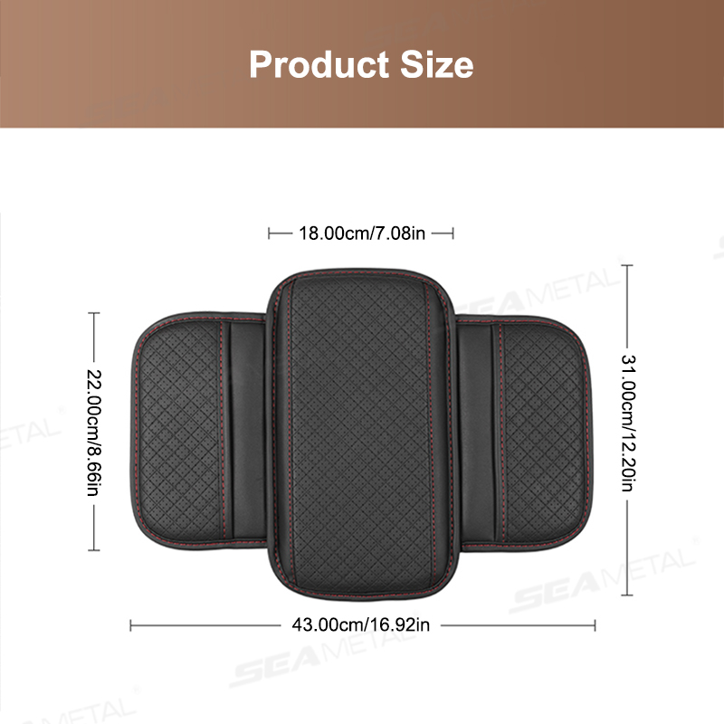 SEAMETAL Universele Auto Armsteun Kussen PU Leer Ademend Middenconsole Box Cover Anti Kras Armsteun Box Protector Cover