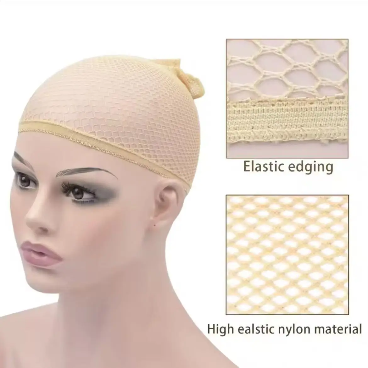 Redes para el cabello Gorro de peluca con extremo abierto Gorros de medias de malla Peluca tejida Redecilla para el cabello para mujeres