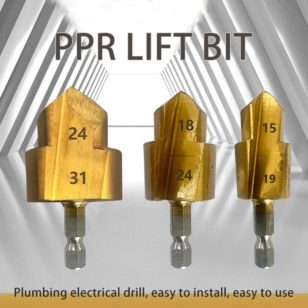 New PPR Lifting Drill 20/25/32 Mm Titanium Step Drill Set Hexagonal Handle Hole Opener for Water Pipe Expansion Core Drill Bit