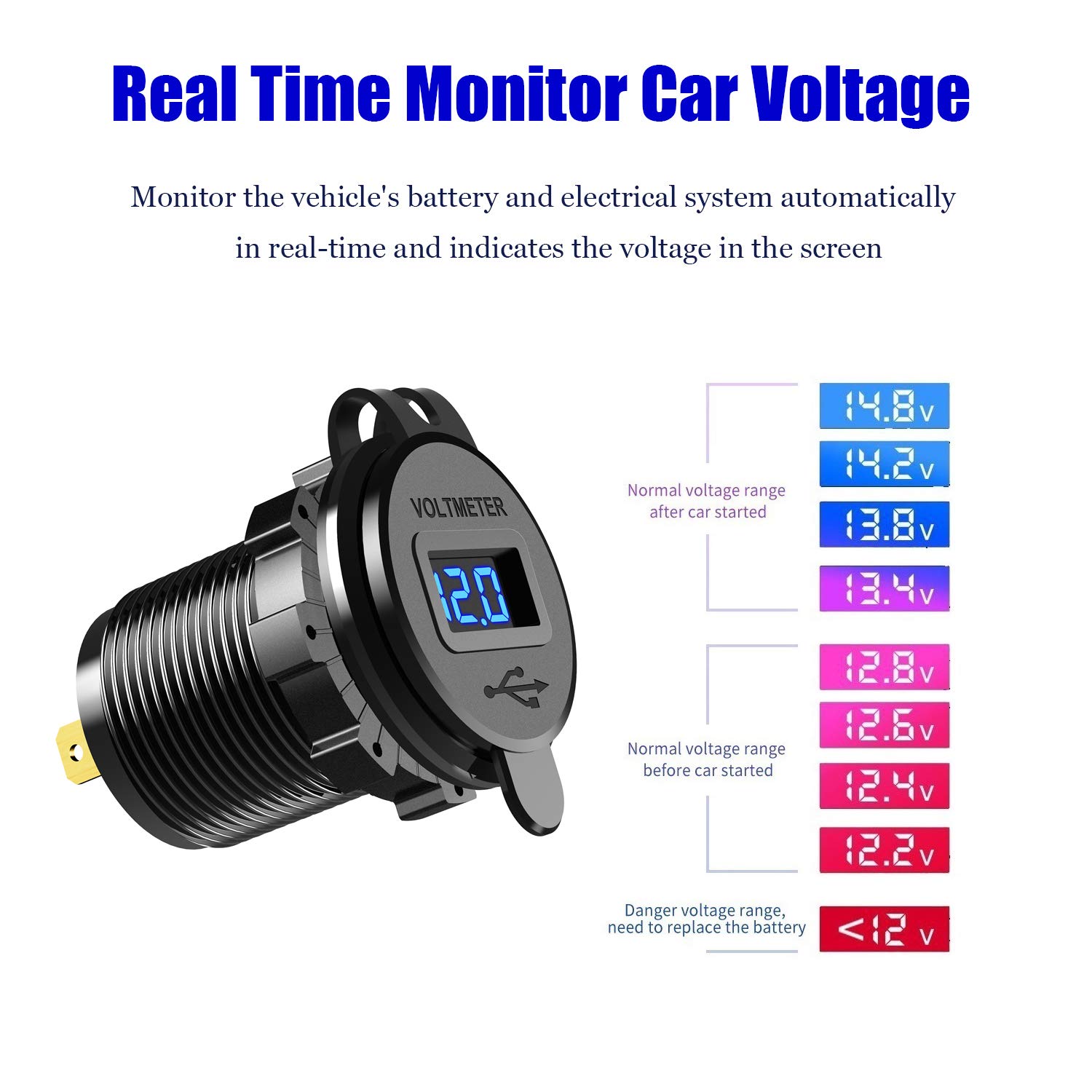 Ursuniot-cargador de coche QC3.0 de aluminio con voltímetro LED, adaptador de corriente con puertos USB duales, KIT DIY para motocicleta, barco y camión de 12V/24V