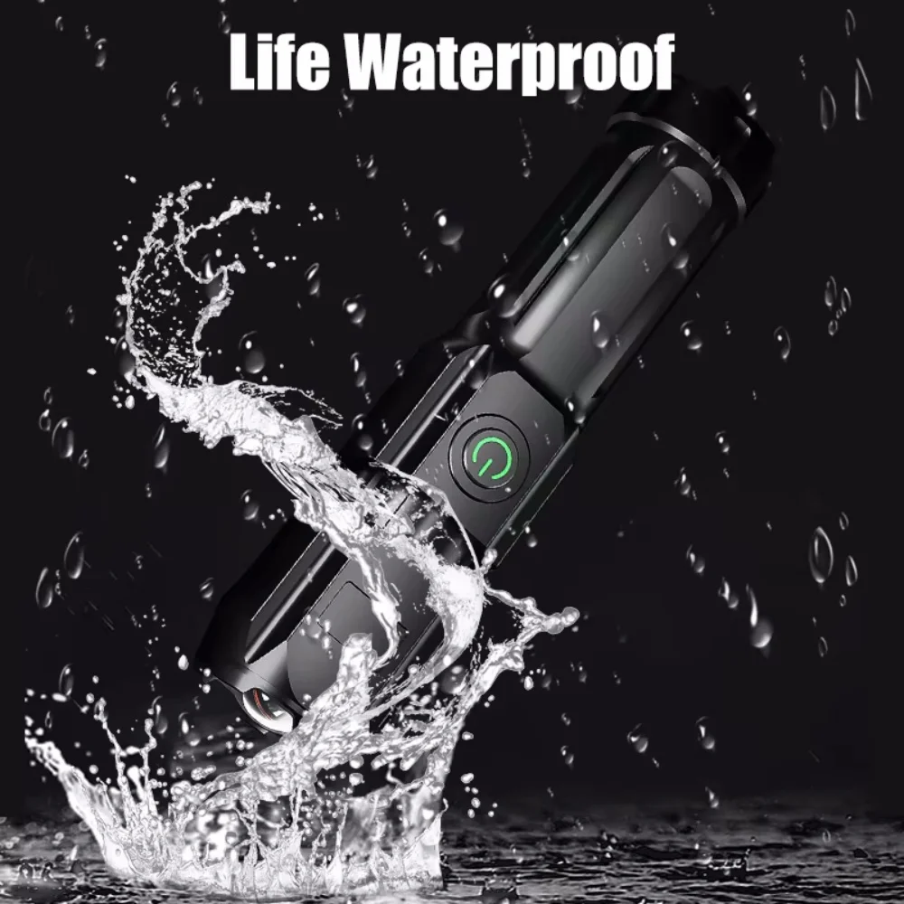 Linterna Led de alta potencia para acampar, reflector de pesca, linterna recargable por Usb, linterna táctica impermeable para caza al aire libre