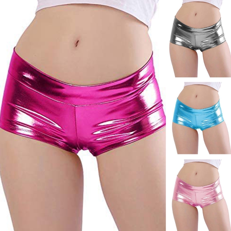 Quần short nữ 95AB Shining Metal Booty Shorts eo thấp Quần khiêu vũ lễ hội
