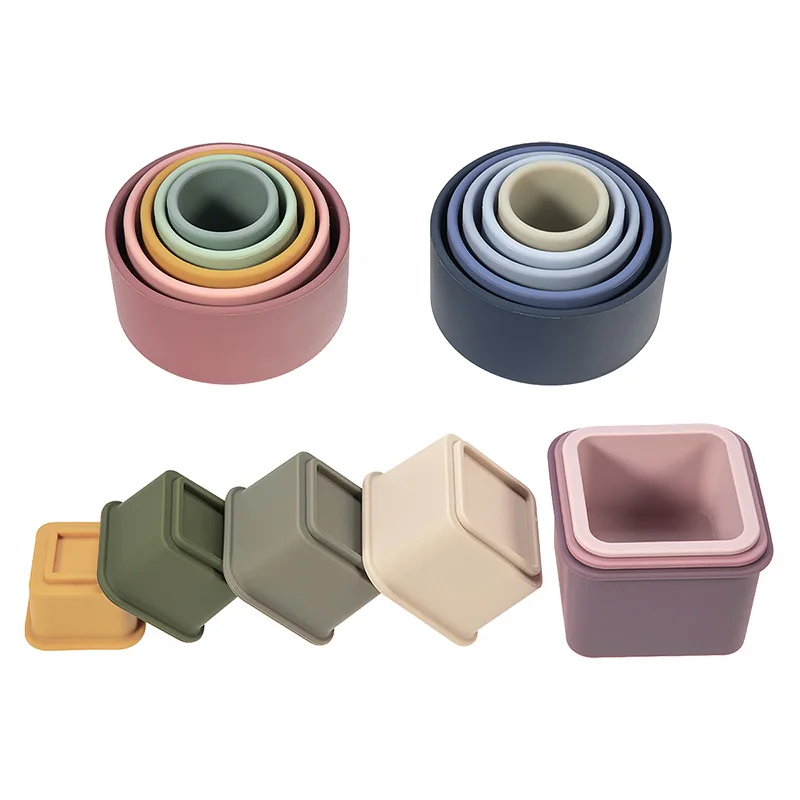TYRY.HU 1 セットベビーシリコーンビルディングブロック BPA フリーラウンドカップソフトブロック 3D 教育モンテッソーリおもちゃベビーおしゃぶりギフト