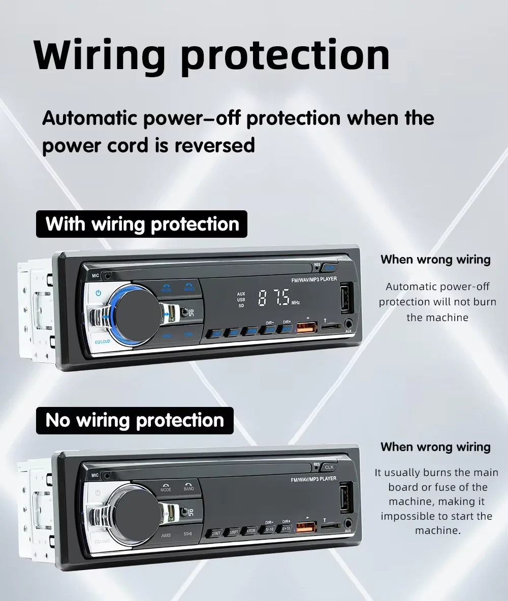BQCC Car Radio Stereo Player Digital Bluetooth MP3 Player JSD-530 520 60Wx4 FM Audio Stereo Music USB/SD with Built-in AUX Input