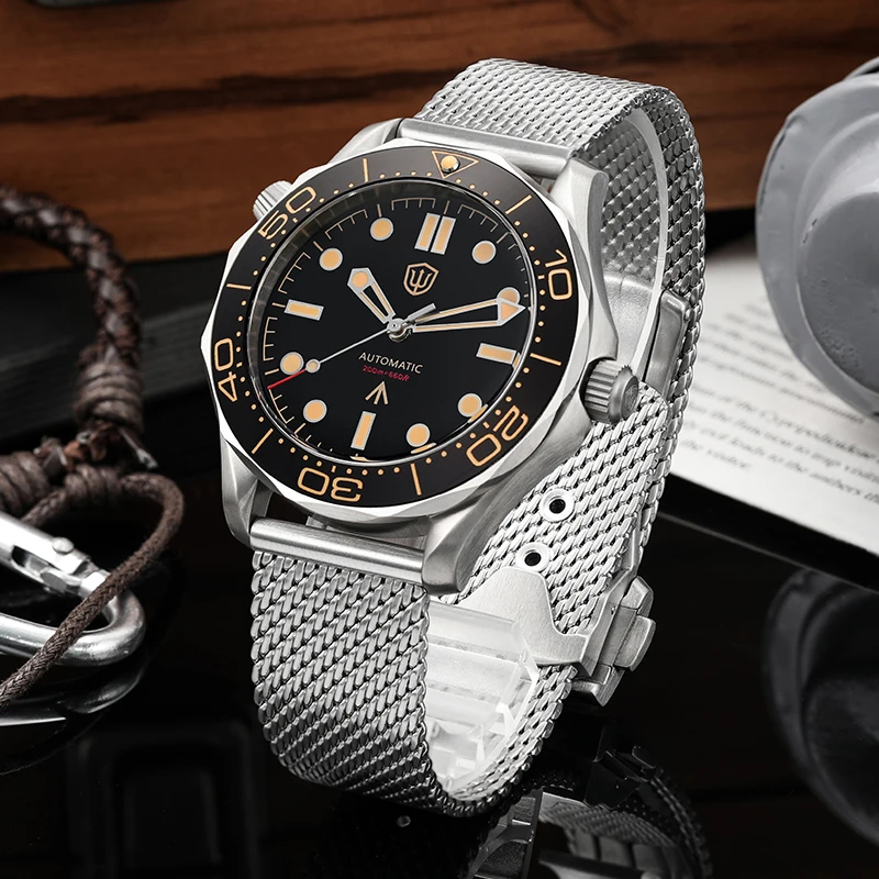 Watchdives WD007 Reloj de buceo automático NH35/NH38 Movimiento C3 Relojes de cristal de zafiro con cúpula luminosa 007 Reloj de pulsera estilo NTTD