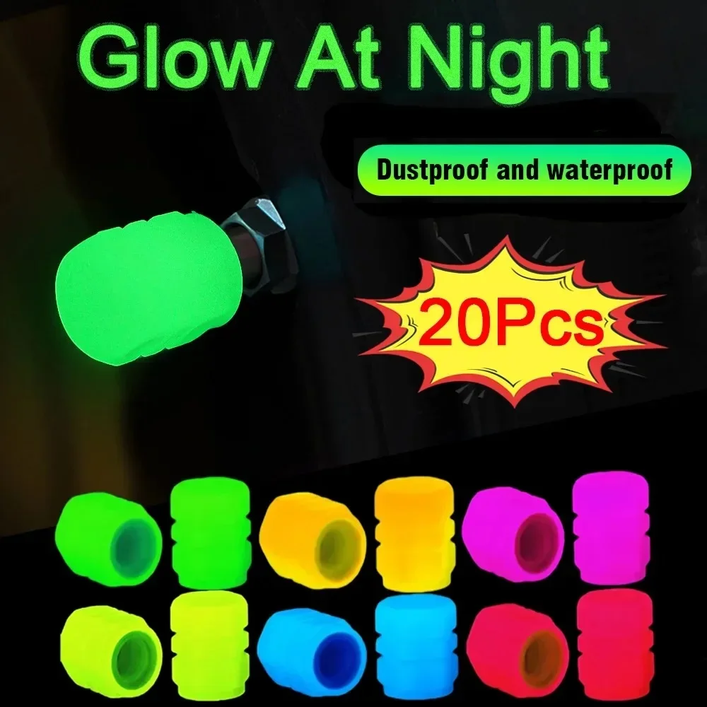 20 Stuks Lichtgevende Banden Ventiel Motorfiets Wiel Mondstuk Stofdichte Band Ventiel Fluorescerende Nacht Gloeiende Auto Decor
