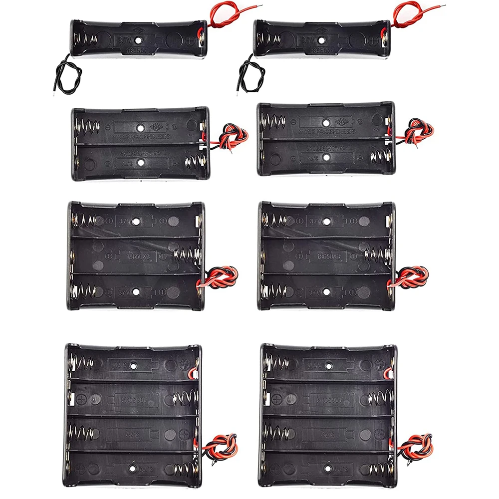 3 pezzi 18650 scatola portabatteria 1 slot custodia per batteria da 3,7 V contenitore in plastica per celle 1/2/3/4 con collegare cavi neri rossi