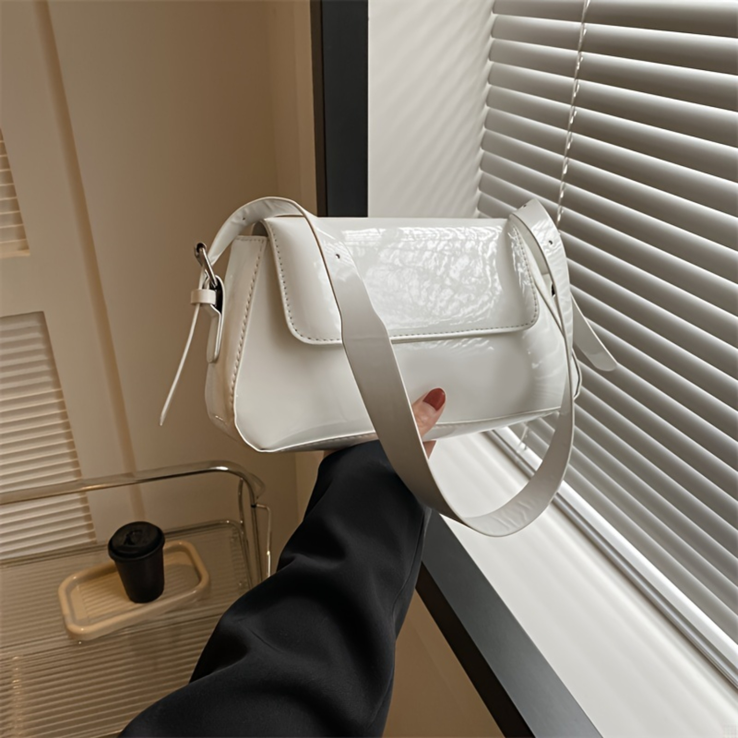 Chic Glossy Underarm Mini Bag For Women, Designer Handbag, Shoulder Purse