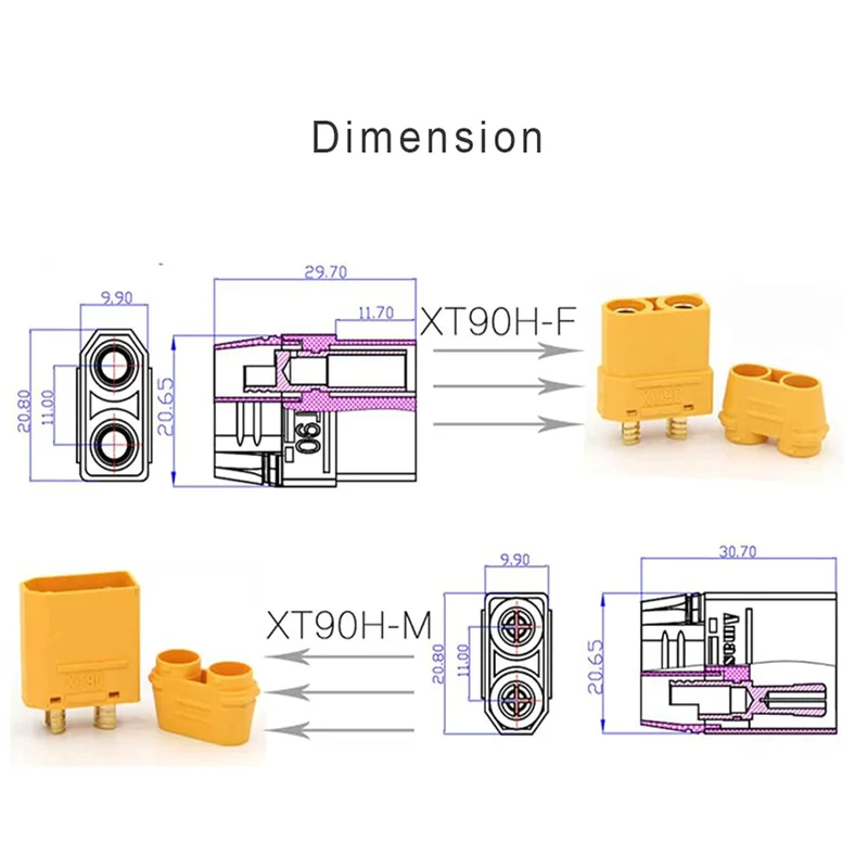 5 pares xt90 XT-90 xt90h plugue conector bala macho e fêmea para motor de bateria rc lipo, esc e cabo de carga