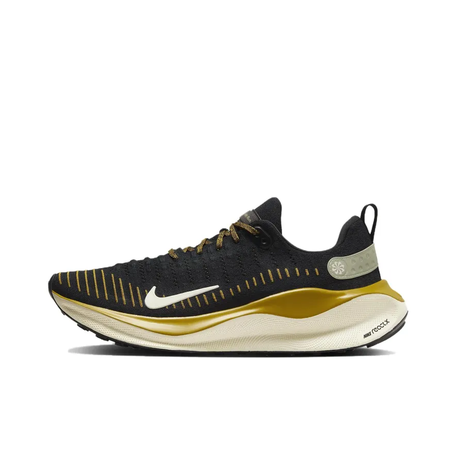 Nike React Infinity Run FLyknit 4 Low Zapatillas para correr informales ligeras para hombre Cómodas y usables Colorway negro y amarillo