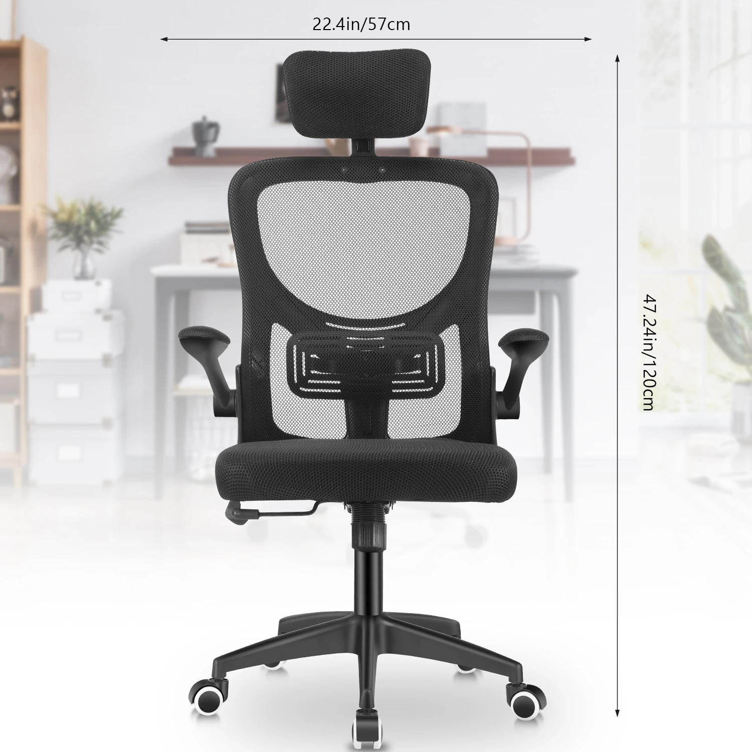 Sedia da ufficio in rete ergonomica 360 °   Scrivania per computer con sollevamento girevole, altezza regolabile