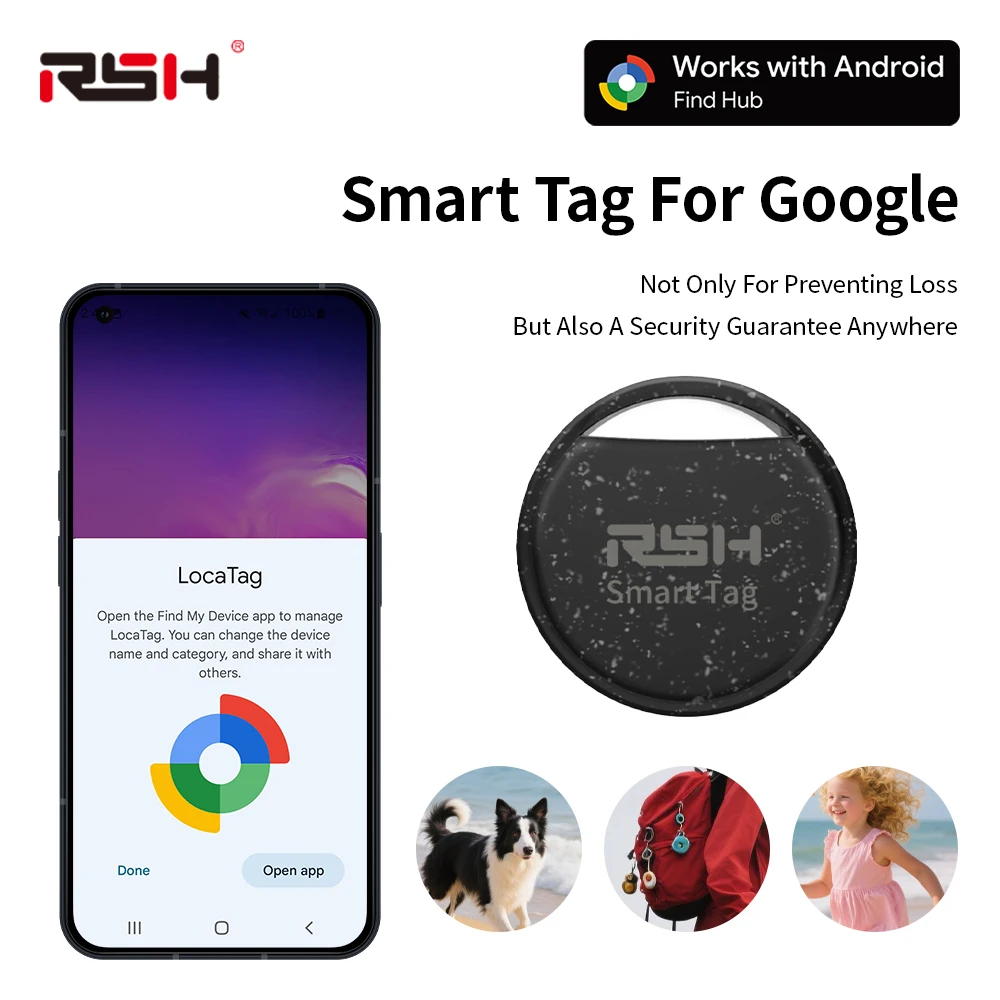 RSH Security Tracker Wallet Gepäck Koffer Box Locator Anti Lose für Android Smart Tag Arbeit mit Google Find für Samsung OnePlus