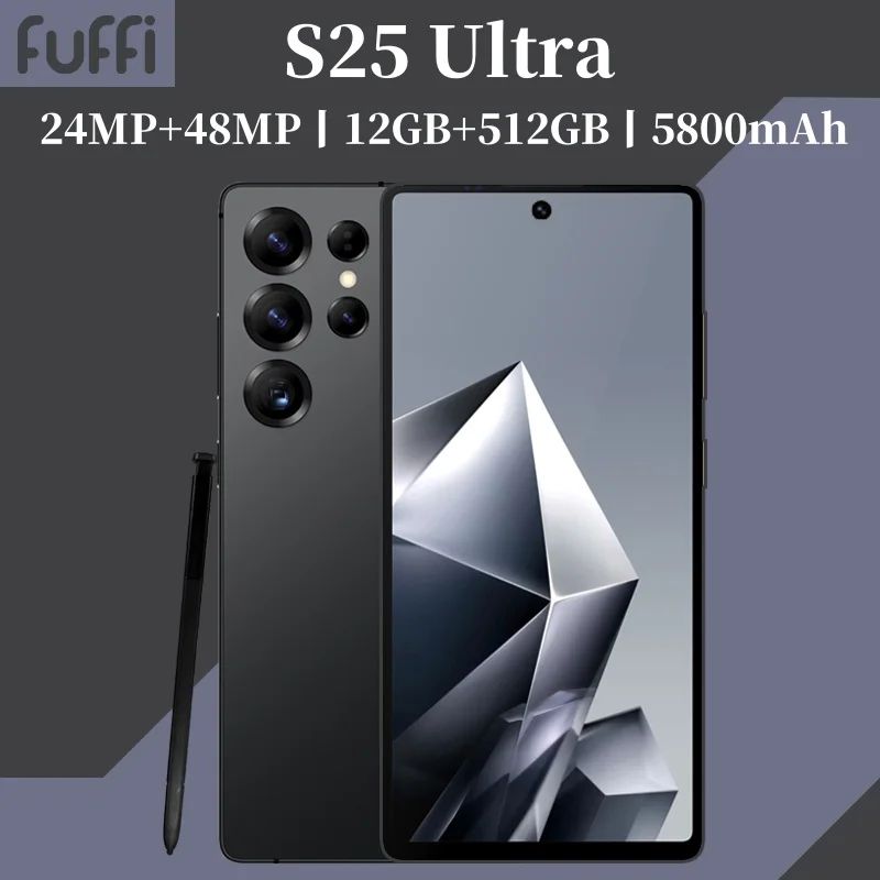 글로벌 비전 S25 울트라 스마트폰 5G 안드로이드 12 8GB 램 512GB 저장용량 6.8인치 1920x1080HD 24+48MP 4G/5G 네트워크 휴대폰