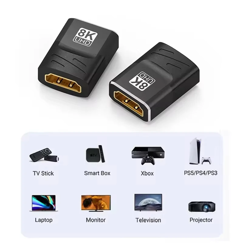 8K HDMI 2.1 Extender หญิงหญิง HDMI-สําหรับแล็ปท็อปพีซีทีวี PS3 PS4 Monitor สาย HDMI อะแดปเตอร์เชื่อมต่อ