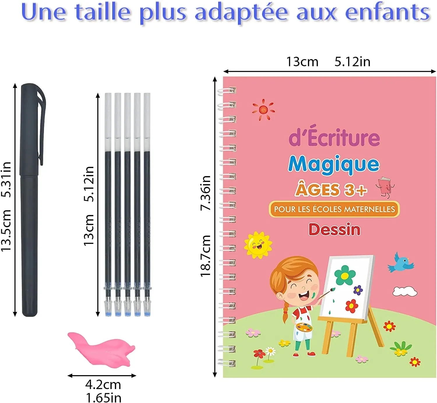 Cuaderno francés 3D, cuaderno de práctica mágica, libro para niños, números de aprendizaje, caligrafía de letras francesas, libro de ejercicios de escritura