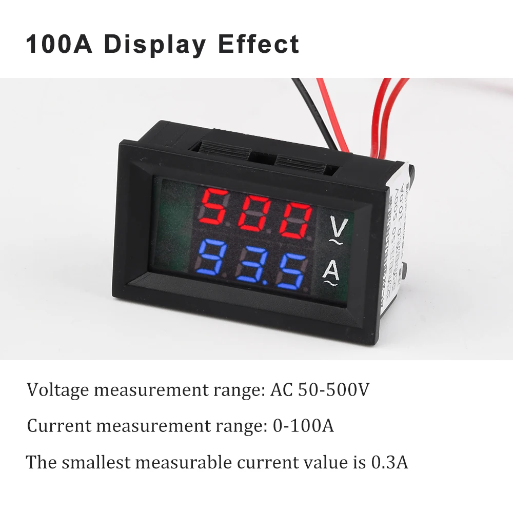 AC 220V 10A 50A 100A pantalla Dual medidor de corriente de voltaje Detector probador LED voltímetro amperímetro probador Detector con transformador