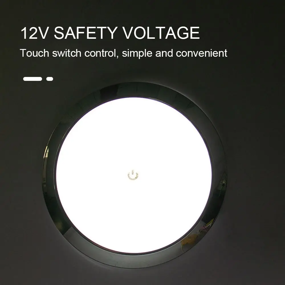 キャラバン,ボート,キャンピングカー用の超薄型LEDドーム型ランプ,カーアクセサリー,12V/24V